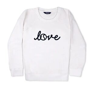 AME & LULU Love All Sweatshirt White Navy Blue Cotton Tennis Size Medium
